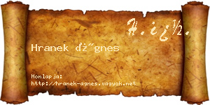 Hranek Ágnes névjegykártya